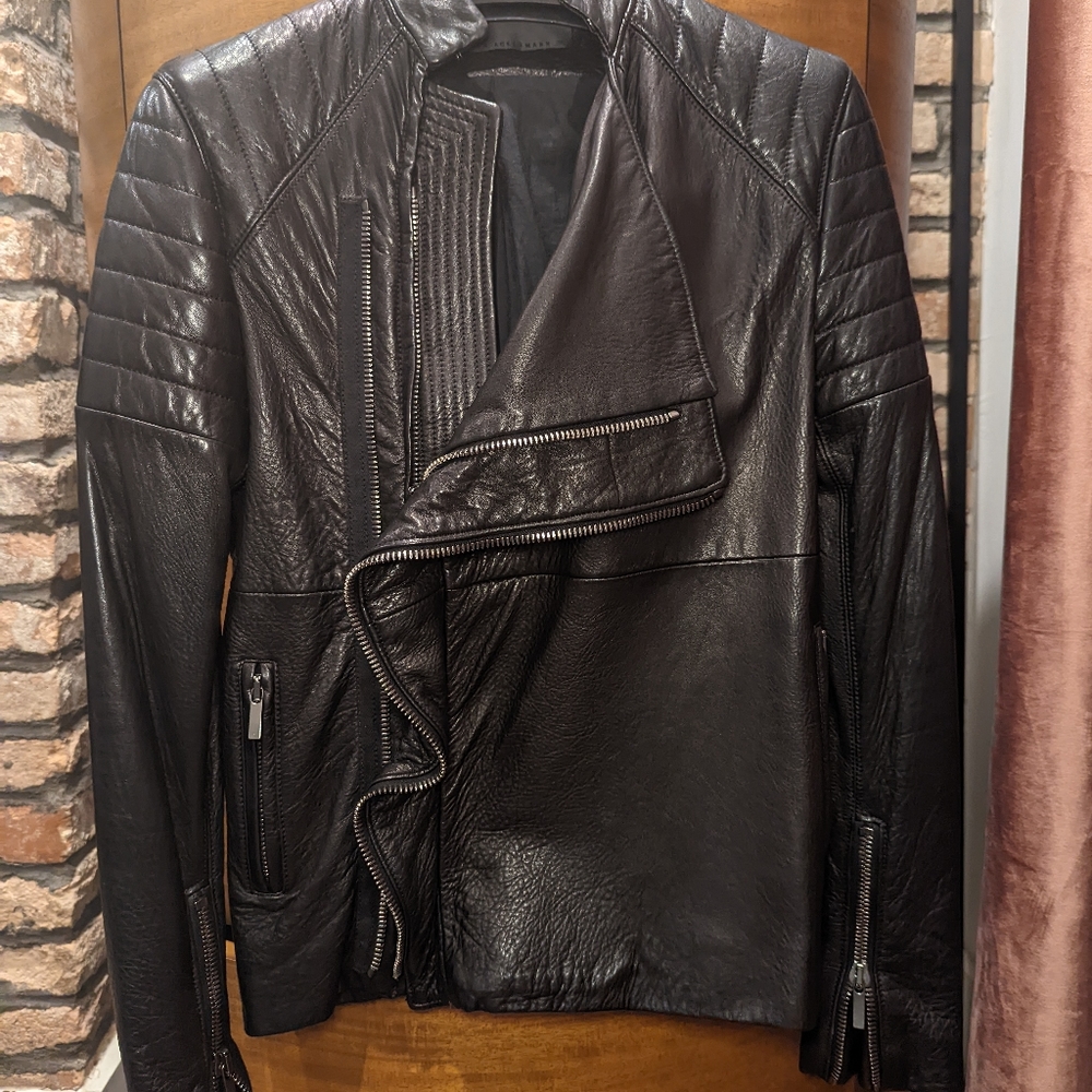 Haider Ackermann tumbled lamb skin leather biker jacket with asymmetric lapel. 0 - Picture 3 of 12